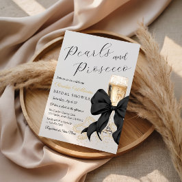 Elegant Black Bow Pearls Bridal Shower Invitation Einladung