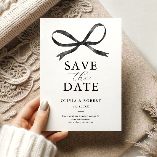Elegant Black Bow Save The Date