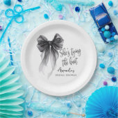 Elegant Black Bow Tying The Knot Bridal Shower Pappteller (Party)