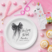 Elegant Black Bow Tying The Knot Bridal Shower Pappteller (Party)