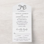 Elegant Black Bow Wedding All In One Einladung (Innen)