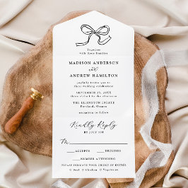 Elegant Black Bow Wedding All In One Einladung