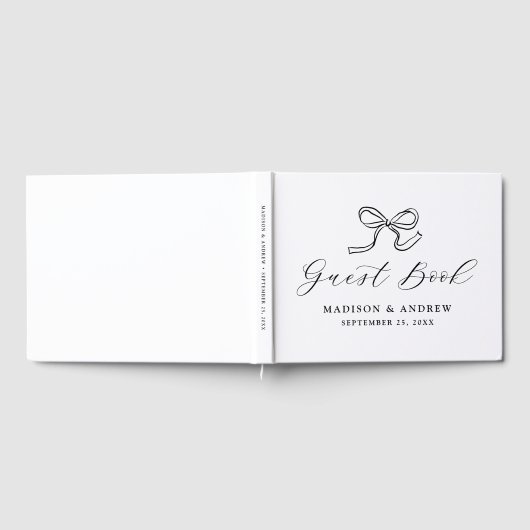 Elegant Black Bow Wedding Gästebuch (Voll)