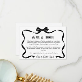 Elegant Black Bow Wedding Thank you card Dankeskarte