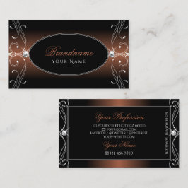 Elegant Black Brown Verziert Sparkle Jewels Stilvo Visitenkarte