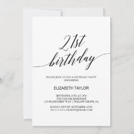 Elegant Black Calligraphy 21. Geburtstag Einladung