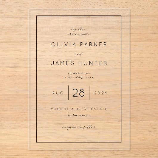 Elegant Black Calligraphy Acryleinladungen (Vorderseite)