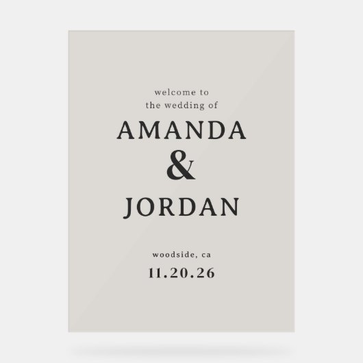 Elegant Black Calligraphy Acrylschild (Vorderseite)