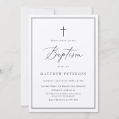 Elegant Black Calligraphy Baptism Invitation Einladung (Vorderseite)