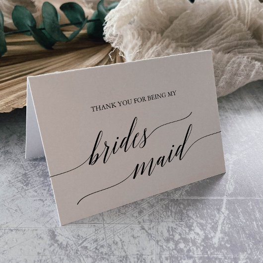 Elegant Black Calligraphy Bridesmaid Dankeskarte