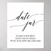 Elegant Black Calligraphy Date Jar Sign Poster (Vorne)