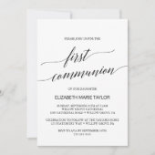 Elegant Black Calligraphy First Communion Einladung (Vorderseite)