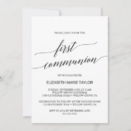 Elegant Black Calligraphy First Communion Einladung