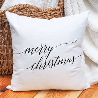 Elegant Black Calligraphy Frohe Weihnachten Kissen