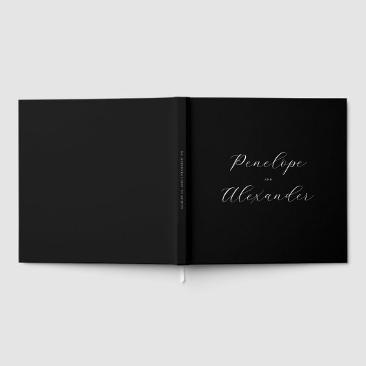 Elegant Black Calligraphy Gästebuch (Voll)