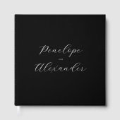 Elegant Black Calligraphy Gästebuch (Vorderseite)