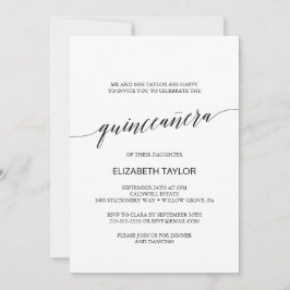 Elegant Black Calligraphy Quinceañera Einladung