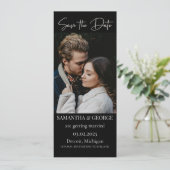 Elegant Black Calligraphy Save the Date Einladung (Stehend Vorderseite)