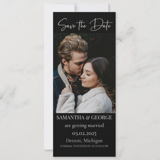 Elegant Black Calligraphy Save the Date Einladung (Vorderseite)