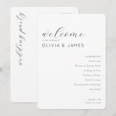 Elegant Black Calligraphy Wedding Ceremony Programm (Vorne/Hinten)
