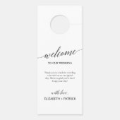 Elegant Black Calligraphy Wedding Guest Türanhänger (Rückseite)