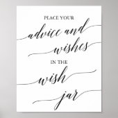 Elegant Black Calligraphy Wish Jar Sign Poster (Vorne)