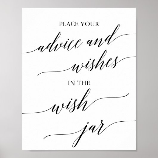 Elegant Black Calligraphy Wish Jar Sign Poster (Vorne)