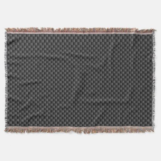 Elegant Black Carbon Fiber Style Print Background Decke (Vorderseite)