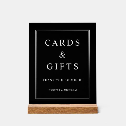 Elegant Black Cards And Gifts Wedding Acrylschild (Vorderseite)