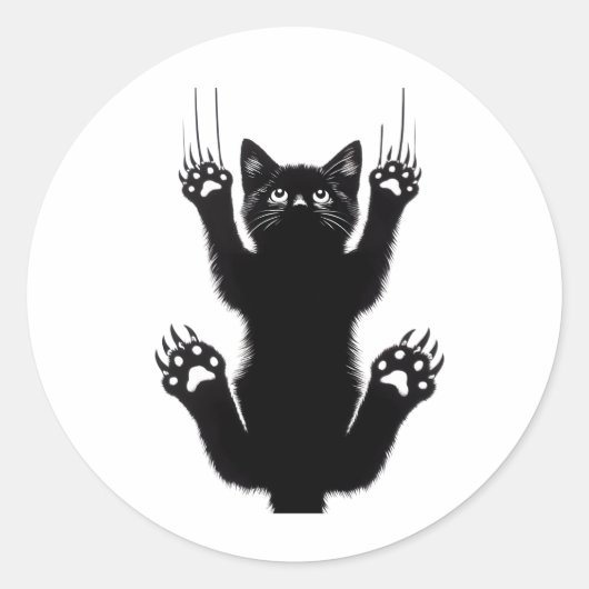 Elegant Black Cat Illustration Runder Aufkleber (Vorderseite)