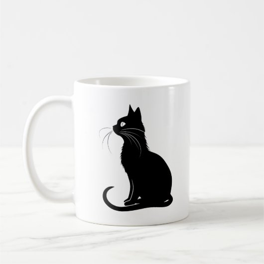 Elegant Black Cat Silhouette Mug Kaffeetasse (Links)