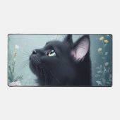 Elegant Black Cat Teal Mint Mystical Garden Schreibtischunterlage (Vorderseite)