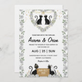 Elegant black cat wedding invitation einladung (Vorne/Hinten)