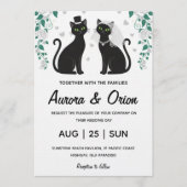 Elegant black cat wedding invitation einladung (Vorderseite)