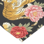 Elegant Black Chinoiserie Tiger and Peony Pattern Kurzer Tischläufer (Ecke)