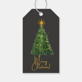 Elegant Black Christmas Tree Gift Tag  Geschenkanhänger