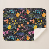 Elegant black colorful wildflowers watercolor sherpadecke (Vorderseite (Horizontal))