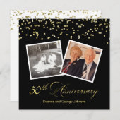 Elegant Black Confetti 50. Hochzeitstag Einladung (Vorne/Hinten)