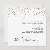 Elegant Black Confetti 50. Hochzeitstag Einladung (Rückseite)