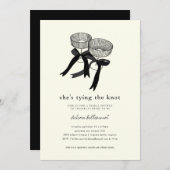 Elegant Black Coquette Bow Coupe Champagne Brille Einladung (Vorne/Hinten)