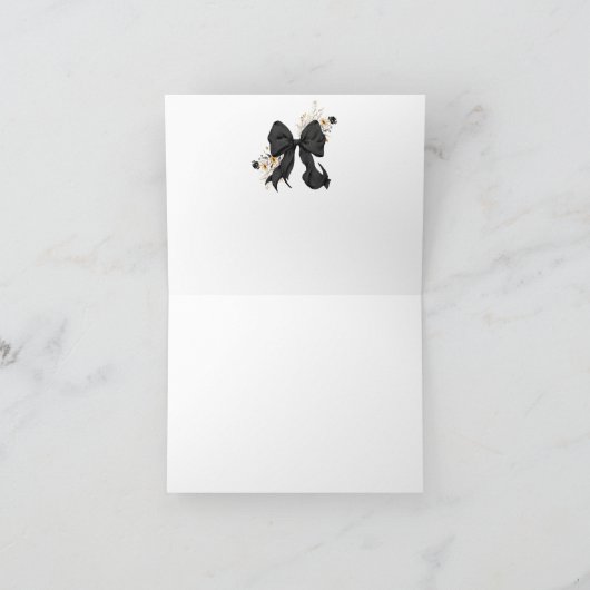 Elegant Black Coquette Bow Danke Karte (Innenseite)