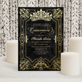 Elegant Black Crown Tiara Quinceanera Folieneinladung