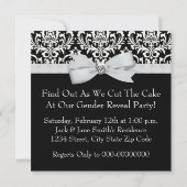 Elegant Black Damask Gender Reveal Einladung (Rückseite)