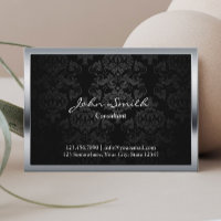 Elegant Black Damask Metal Gerahmt