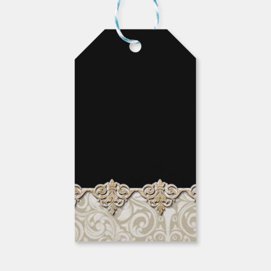 Elegant Black Damask Vielen Dank Geschenkanhänger (Rückseite)