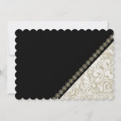 Elegant Black, Damask Wedding Einladung (Rückseite)