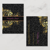 Elegant Black Damasks Gold Floral Lace Visitenkarte (Vorne/Hinten)