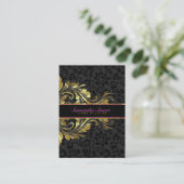 Elegant Black Damasks Gold Floral Lace Visitenkarte (Stehend Vorderseite)