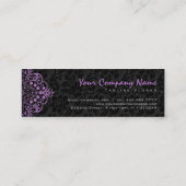 Elegant Black Damasks Lila Vintage Spitze Mini Visitenkarte (Rückseite)