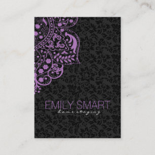 Elegant Black Damasks Lila Vintage Spitze Visitenkarte